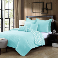 7 Piece Luxury Bamboo Blend Reversible Comforter Set King-Dusty Pink