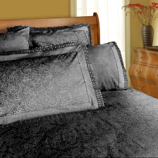 NEW Microfibre Machine Lace Sheet Sets - Queen Charcoal