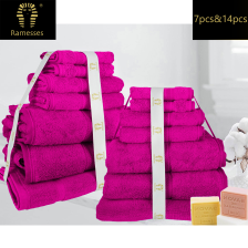 Ramesses 100% Egyptian Cotton 7-Piece Towel Sets-Aubergine