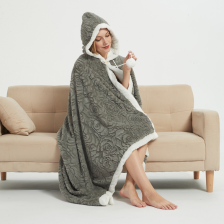 Ramesses Faux Fur Hooded Robe Charcoal
